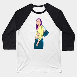 Fashionable Woman with Cool Pose Baseball T-Shirt